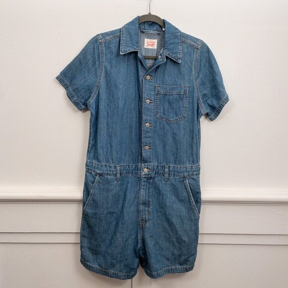 Levi's Pants - Levi’s Denim Short Sleeve Utility Romper – Size S, Vintage Workwear-Inspired